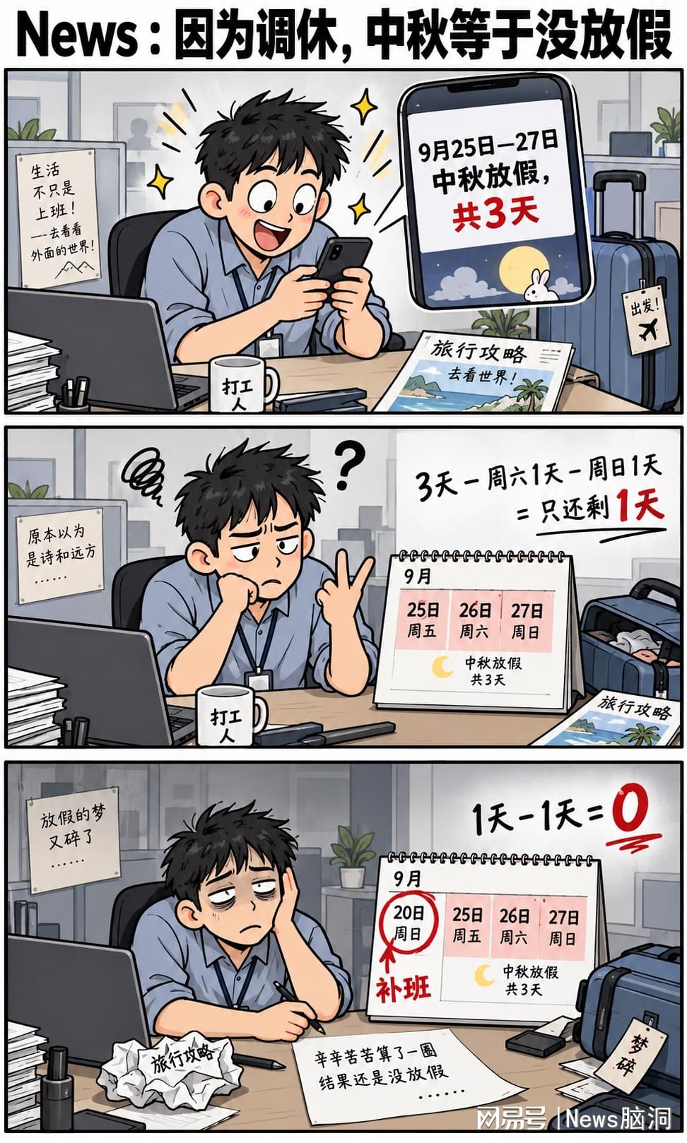 因为调休,这个中秋假期,等于没放假